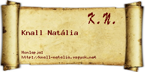 Knall Natália névjegykártya